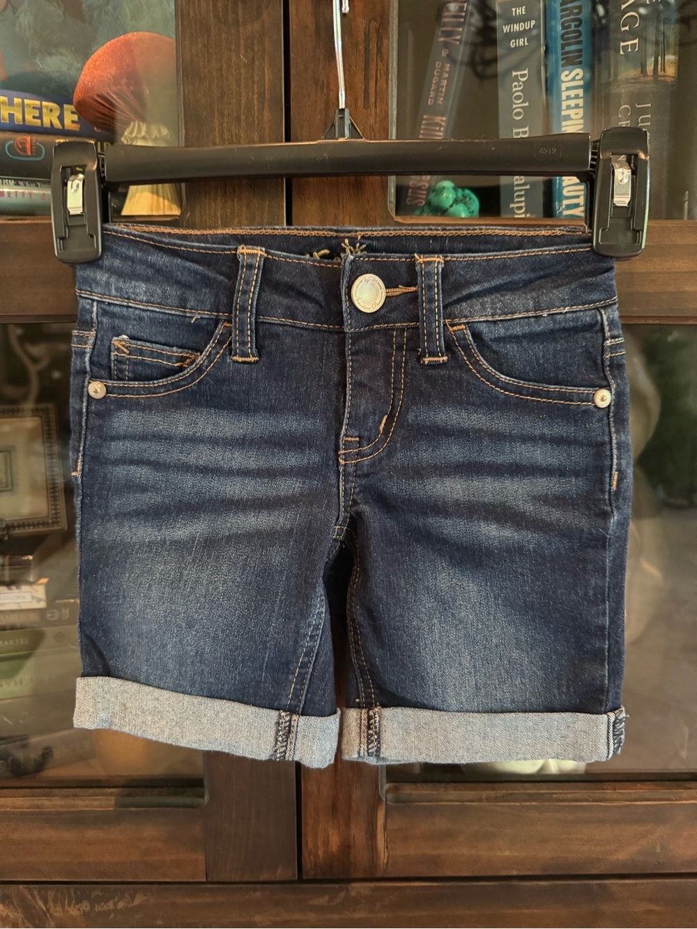 Justice Girls Dark Blue Cuffed Denim Shorts